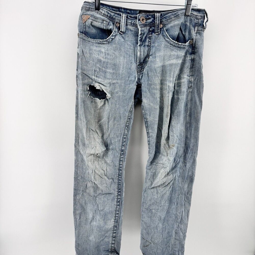 Salvage Mayhem Straight Men's 34R Distressed Blue Jeans SLVG23-46G